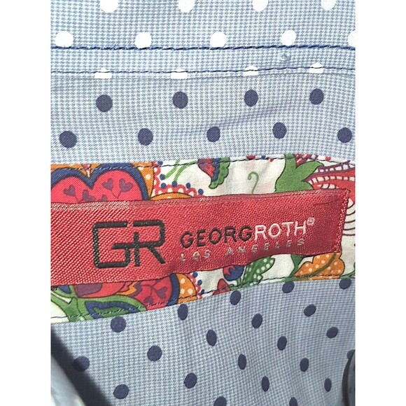GEORG ROTH MENS POLKA DOT MIXED MEDIA FLORAL BUTTON PANEL SHIRT XL - Picture 4 of 8